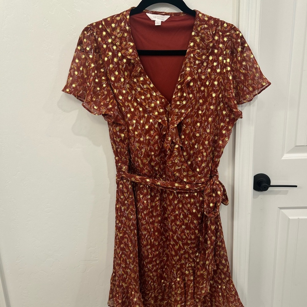 LC Lauren Conrad Red and Gold Mini Dress